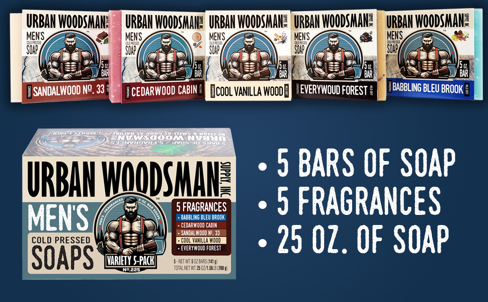 Urban Woodsman Mens Soaps Variety 5-Pack